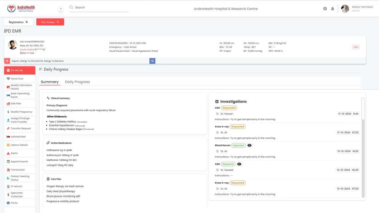 IPD EMR summary tab