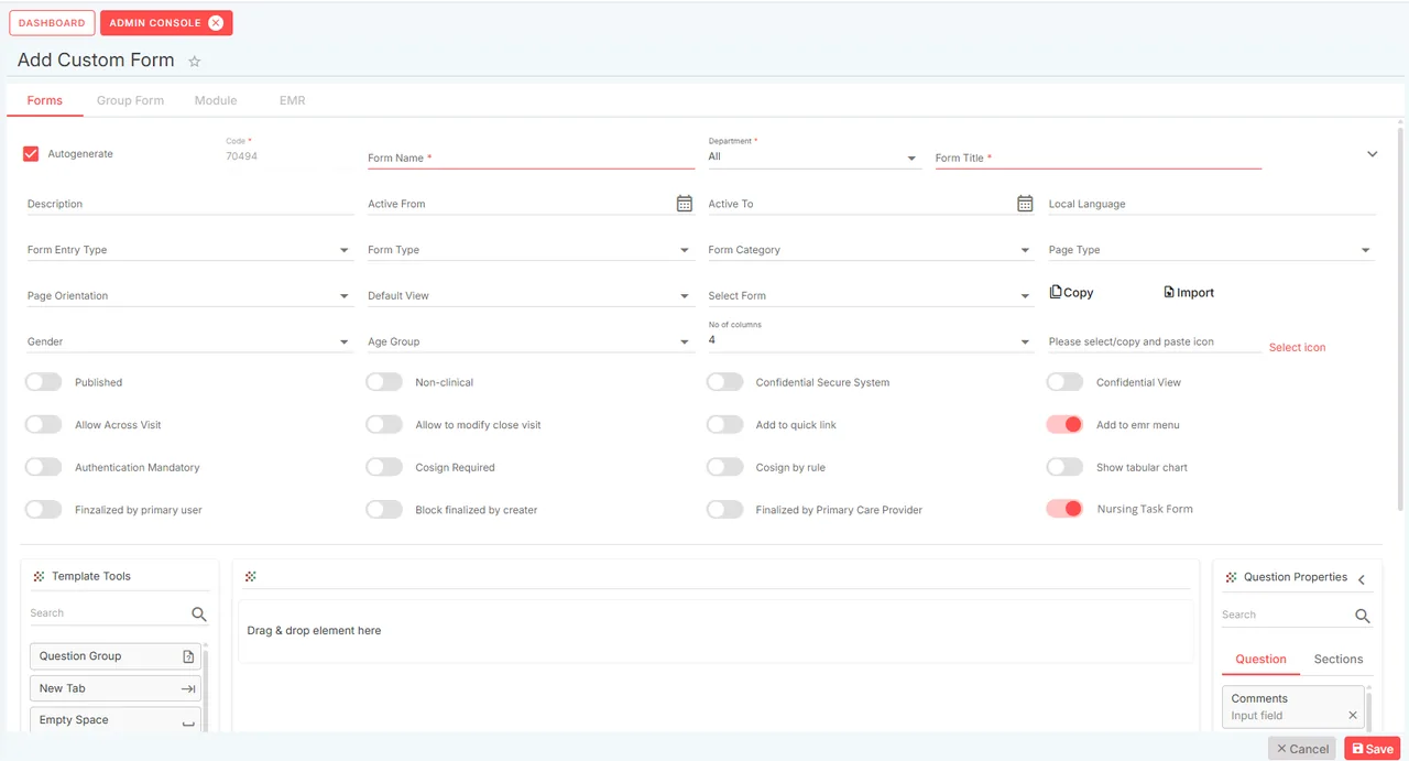 Nursing tasks in the IPD EMR