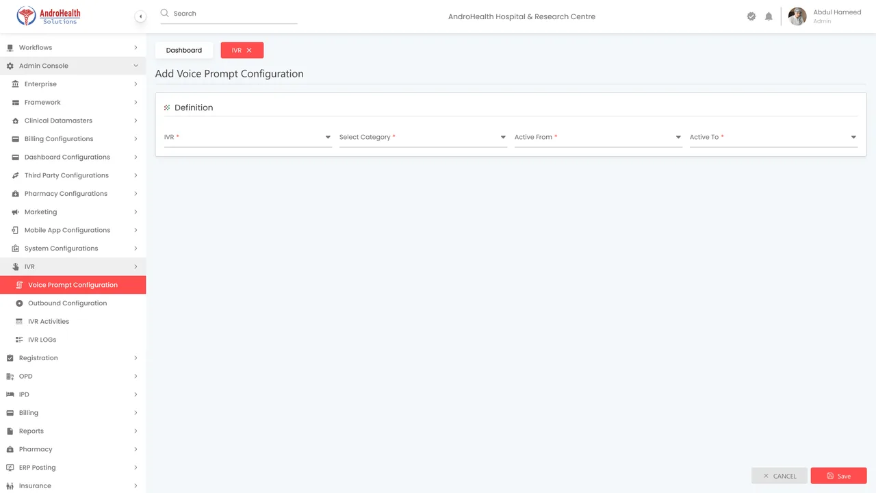 Add Voice Prompt Configuration with category-specific fields