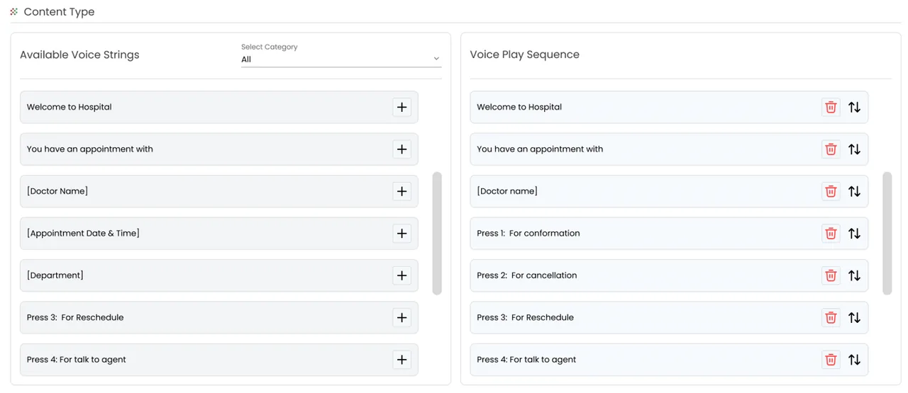 Building the voice play sequence from available voice prompts