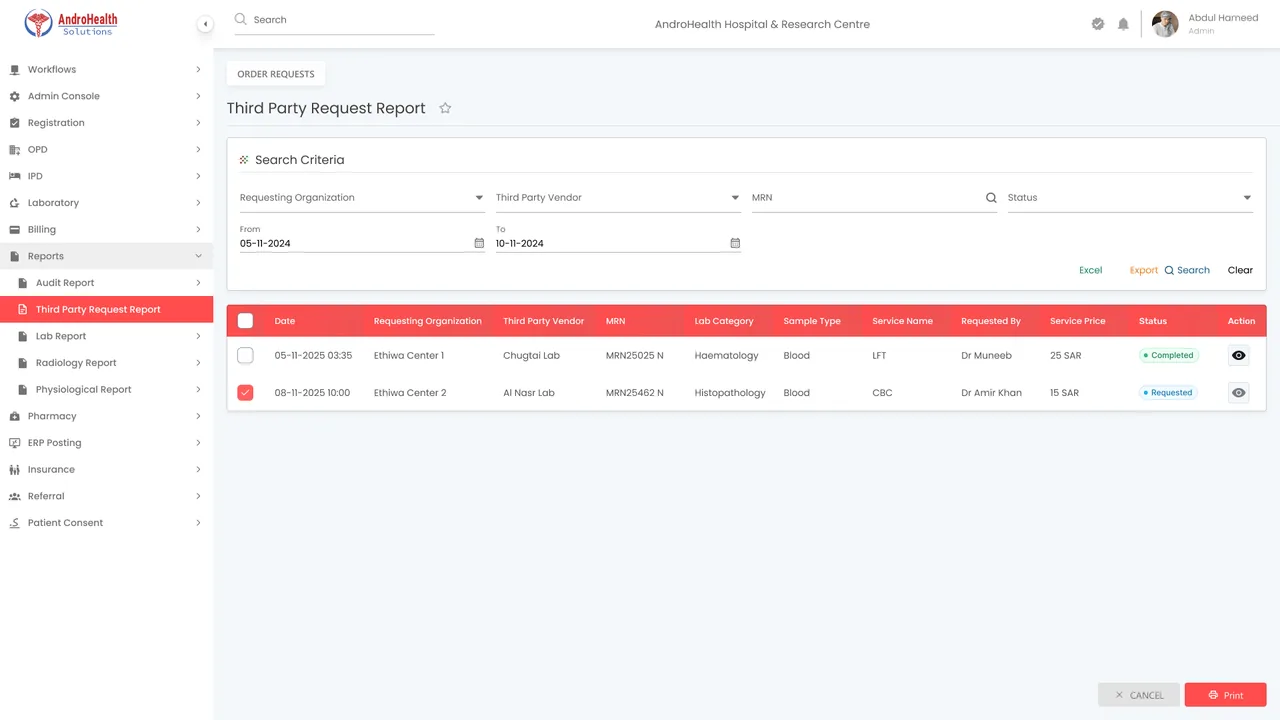 Third Party Request Report