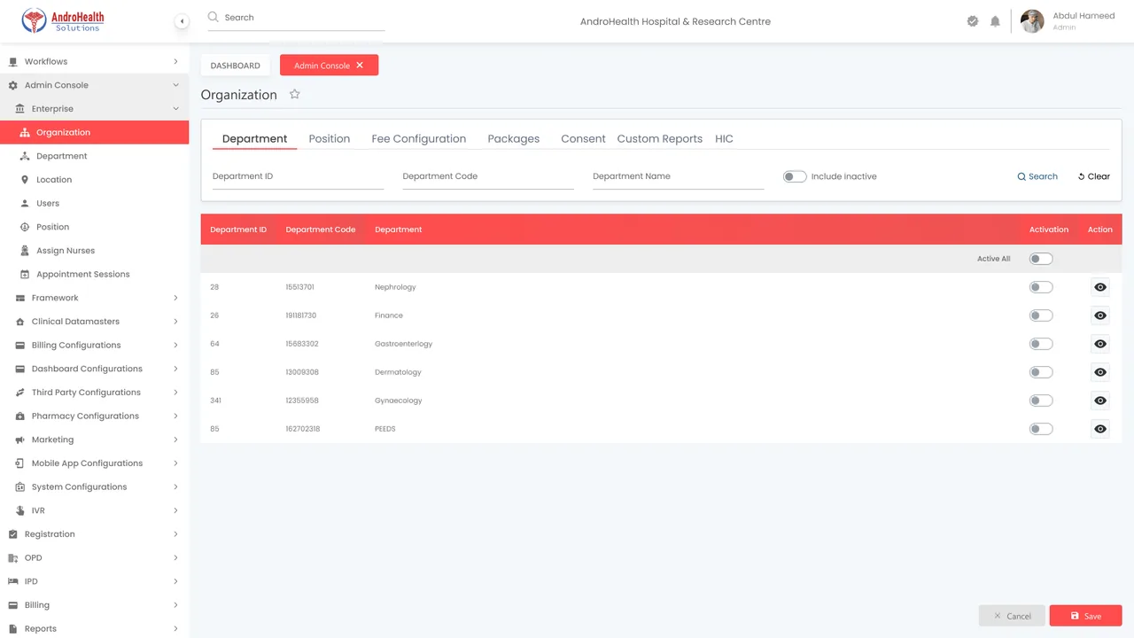 Organization settings for a sub or partner organization