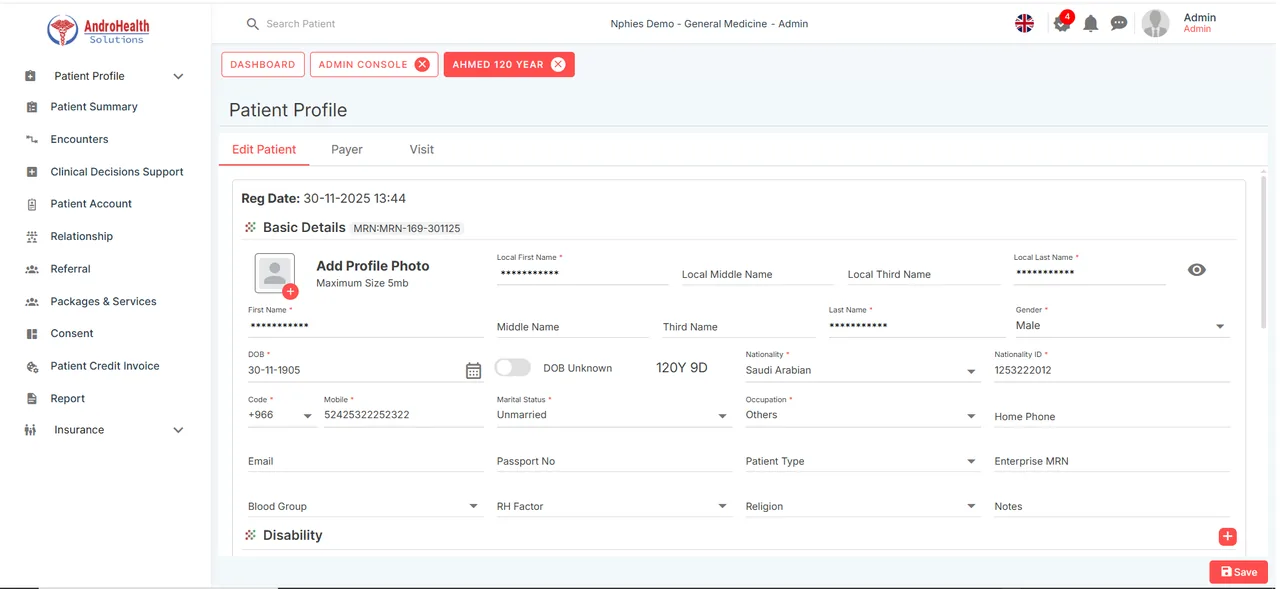 Patient displayed with an alias name instead of the real name across the system